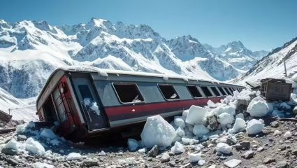 Switzerlandमध्ये बर्फवृष्टीचा हाहाकार! ५० हून प्रवाशांना घेऊन जाणारी ट्रेन रुळावरुन घसरली