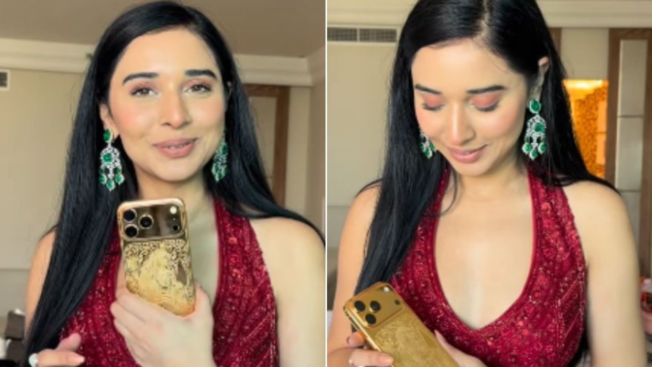 तान्या मित्तल रॉयल स्वॅग! हातात Gold iPhone घेऊन आली चर्चेत, भगवान रामाच्या फोटोने वेधले लक्ष