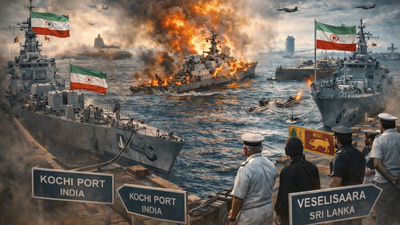 US Iran War : हिंद महासागरात इराणची नाकाबंदी? IRIS Dena बुडाल्यानंतर दोन युद्धनौका थेट भारतात…