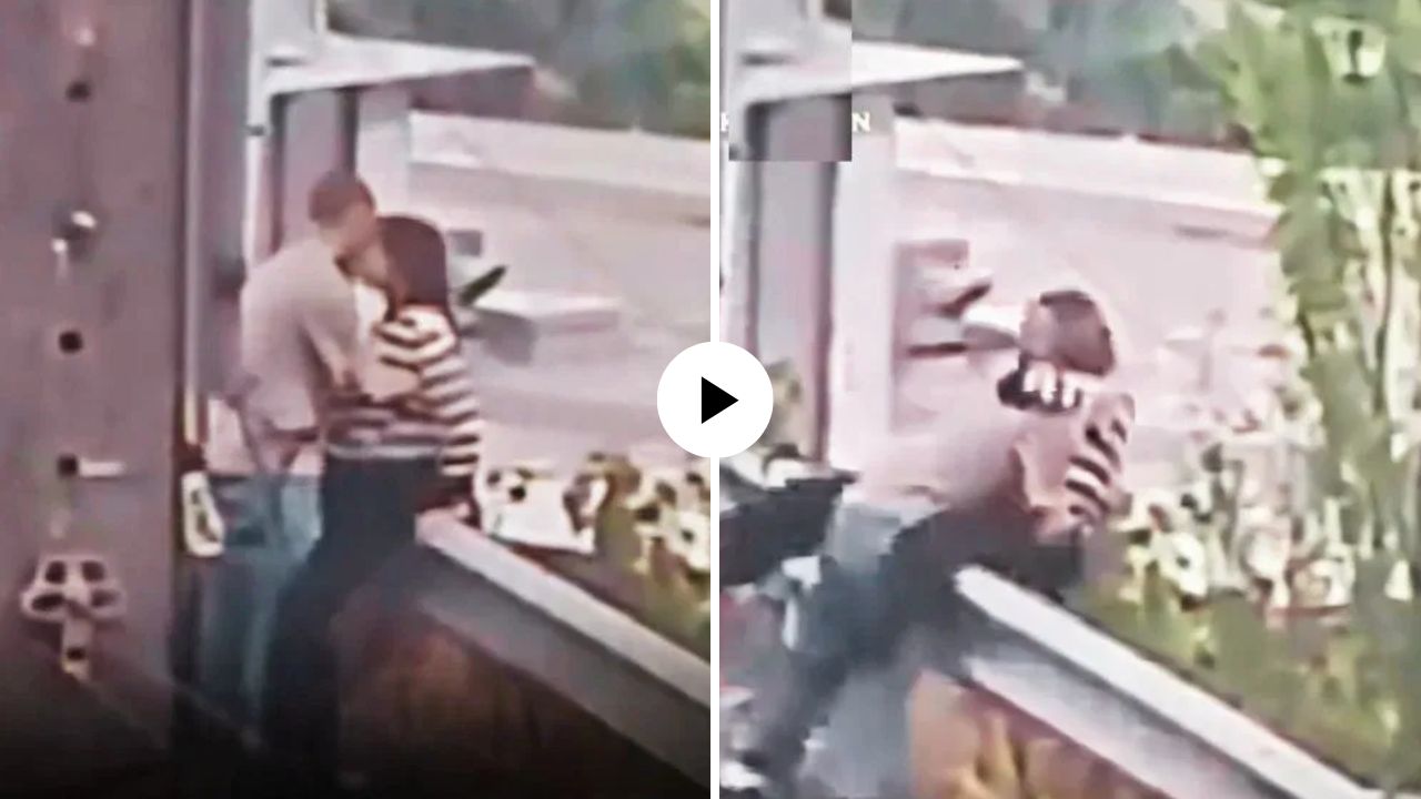 रस्त्यावर रोमान्स करणं पडलं महागात! किस करताना तोला गेला अन् थेट पडले खड्ड्यात; VIDEO पाहून नेटकऱ्यांना हसू आवरेना