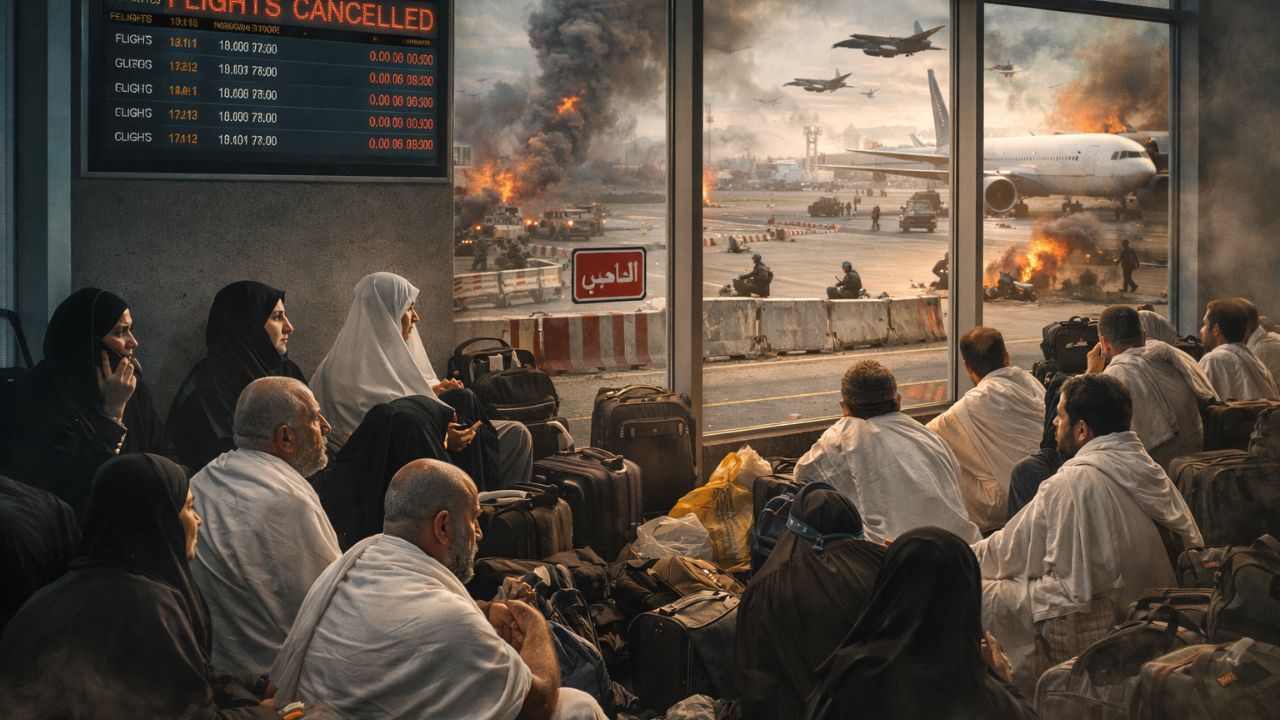 Middle East War : इराण युद्धाचा मोठा फटका! सौदी अरेबियात हजारो उमराह यात्री अडकले; उड्डाणे रद्द झाल्याने घरी परतण्याचा मार्ग बंद