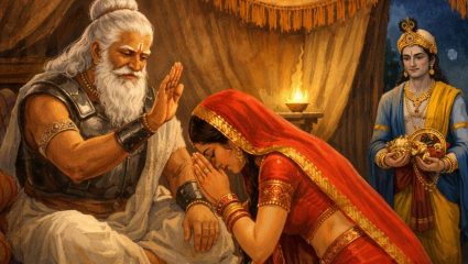 Mahabharat Katha: द्रौपदी आणि श्रीकृष्णांच्या चातुर्यामुळे पांडव वाचले भीष्मांच्या प्रतिज्ञेतून