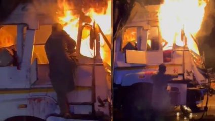 Palghar Accident: पालघरजवळ धावत्या ट्रकला आग; ड्रायव्हरचा केबिनमध्येच होरपळून मृत्यू, क्लिनर गंभीर