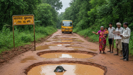 Amravati News : कोट्यवधी रुपये पाण्यात; मेळघाटातील बारातांडा-धूळघाट रस्ता खड्यात गडप