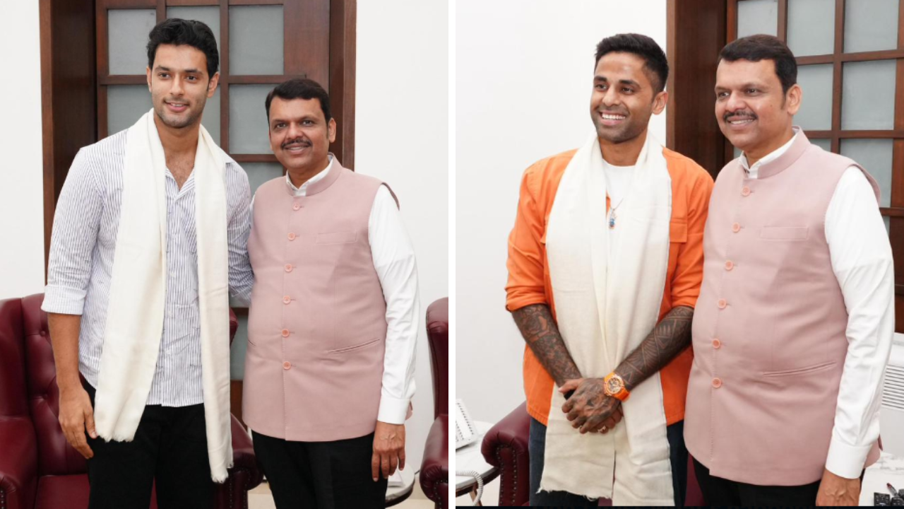 T-20 विश्वविजेत्या खेळाडूंचे महाराष्ट्रात जंगी स्वागत; Suryakumar Yadav, Shivam Dube यांचा मुख्यमंत्र्यांच्या निवासस्थानी सत्कार