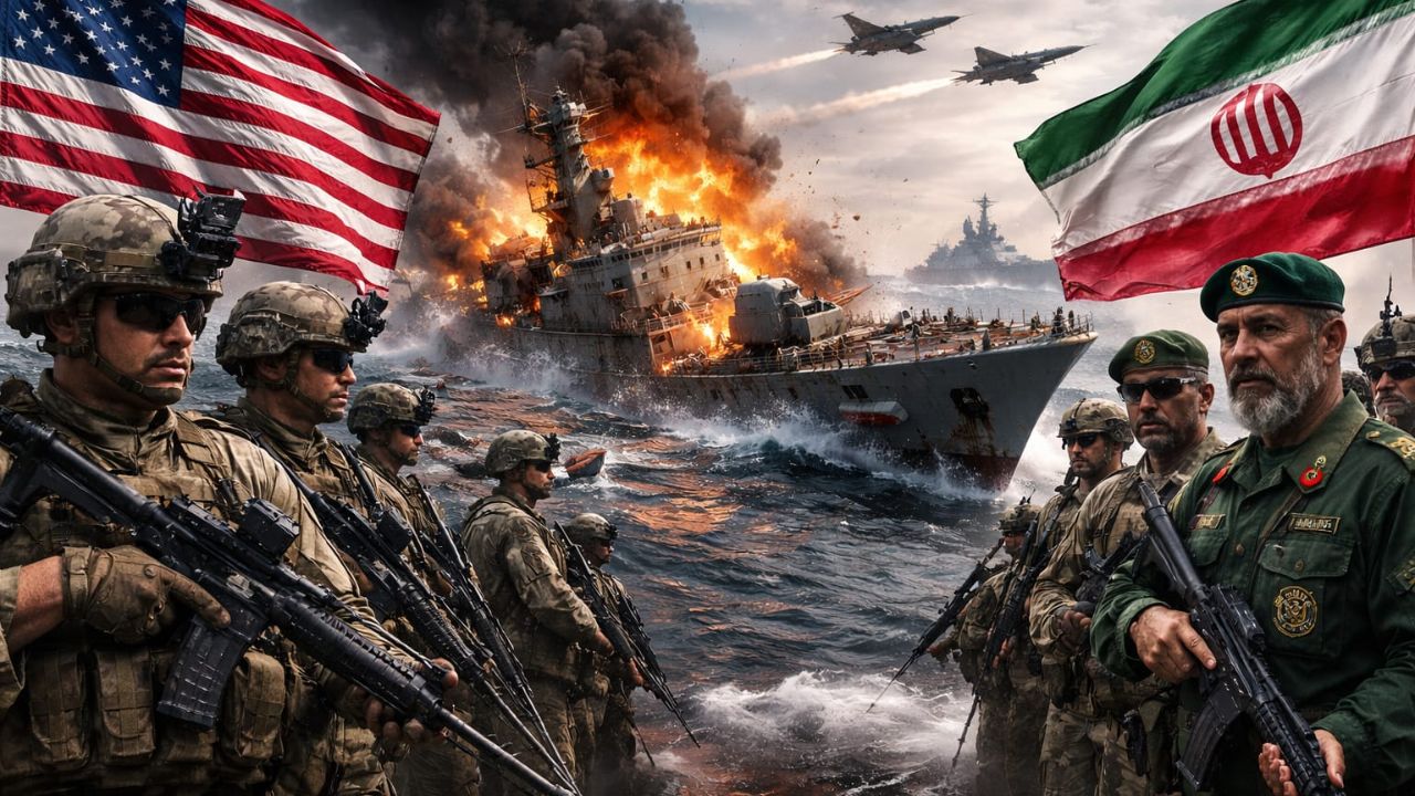 US Iran War : इराणला मोठा दणका! भारताच्या दारात विनाशकारी वॉरशिप ‘नेस्तनाबूत’; अमेरिकेने केला गेम?