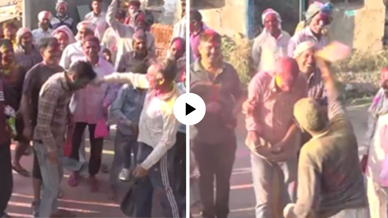 रंगाचा नव्हे, तर चप्पलांचा वर्षाव! ‘या’ गावात एकमेकांना चप्पलांनी मारुन साजरी होते होळी, VIDEO VIRAL
