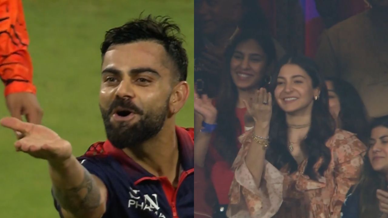 विराट कोहलीने मैदानावरून अनुष्का शर्माला दिला फ्लाइंग किस; सामन्यानंतरचा या जोडप्याचा हा गोड क्षण कॅमेऱ्यात कैद! Video Viral