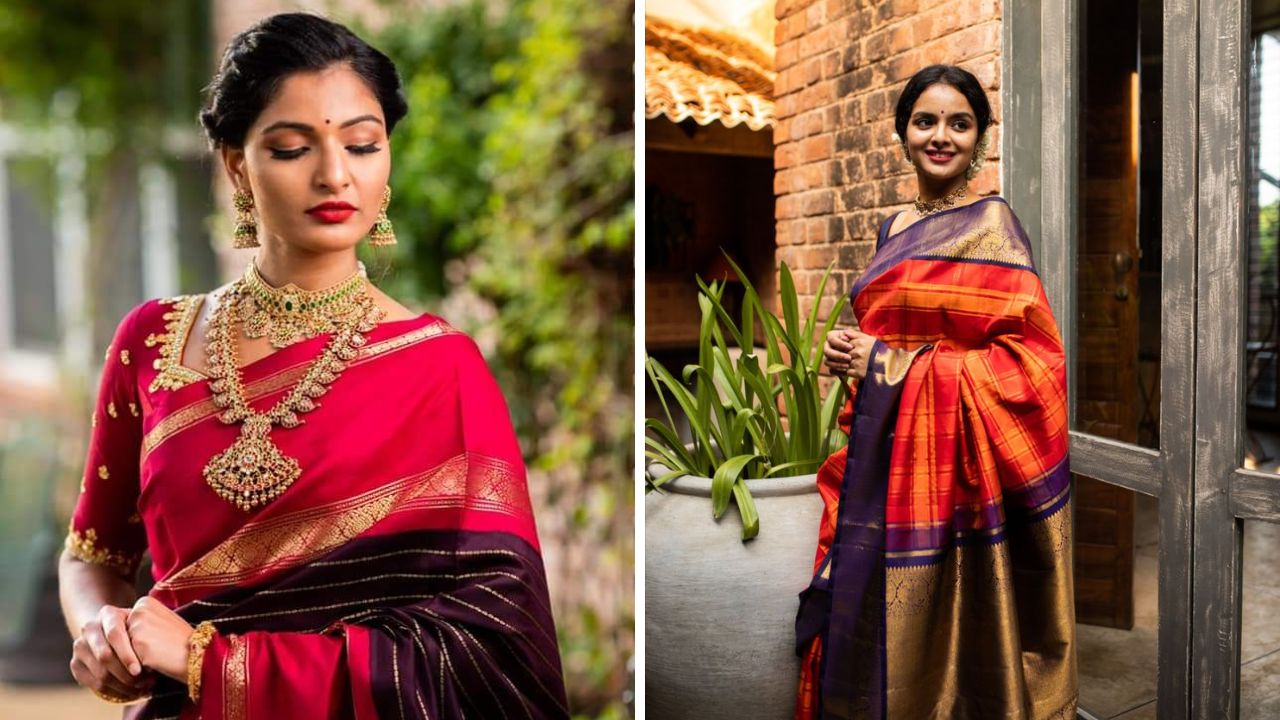 चोल राजवटीच्या काळात उगम पावलेल्या कांजीवरम सिल्क साड्यांवर मंदिरांचे नक्षीकाम, गडद रंगांची कॉन्ट्रास्ट बॉर्डर आणि टिकाऊपणा दिसून येतो. कांजीवरम साड्या प्रामुख्याने हाताने विणकाम करून तयार केल्या जातात. 