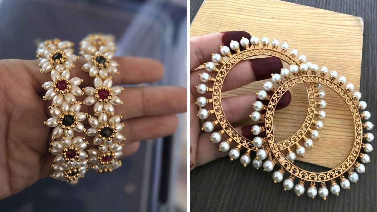 साडीवरील लुक पूर्ण करण्यासाठी हातामध्ये बांगड्या घातल्या जातात. रंगीत बांगड्यांच्या मधोमध मोत्याच्या बांगड्या घातल्यास लुक मराठमोळा आणि पारंपरिक दिसेल.