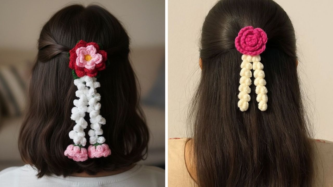 बऱ्याचदा बाजारात मोगऱ्याच्या फुलांचा गजरा सहज उपलब्ध होत नाही. अशावेळी क्रोशाच्या पांढऱ्या धाग्यांपासून तुम्ही गजरा विणू शकता. हा गजरा केसांमध्ये मोगऱ्याच्या फुलांचा लुक देईल. 