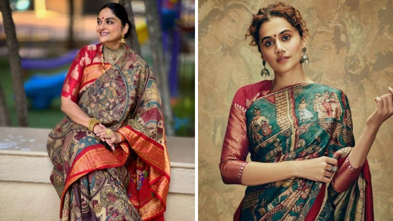 कलमकारी साडीवर  रामायण, महाभारत यांसारख्या पौराणिक कथा, जीवनाचे झाड, फुले, पक्षी आणि प्राणी यांचे बारकावे हाताने काढले जाते. यामुळे साडी खूपच सुंदर दिसते. 