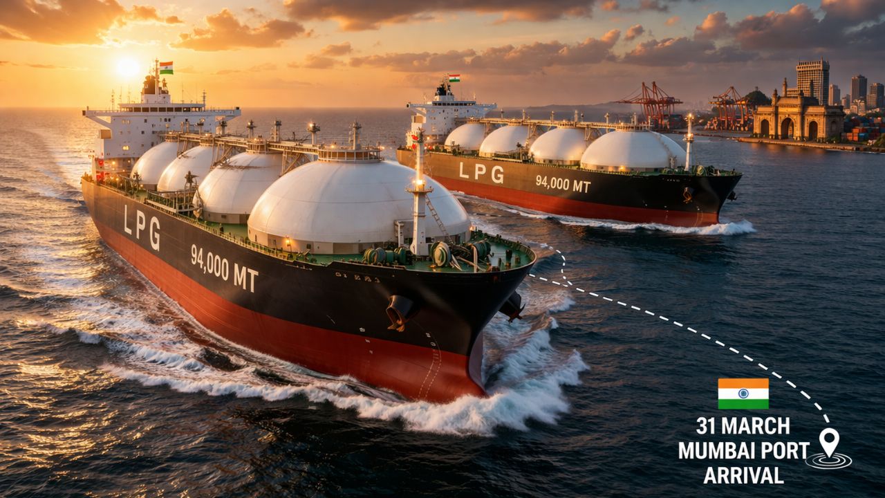 LPG टंचाईतून देशाला दिलासा! 94,000 मेट्रिक टन गॅस घेऊन दोन महाकाय जहाजे भारताकडे रवाना; 31 मार्चला मुंबईत होणार दाखल