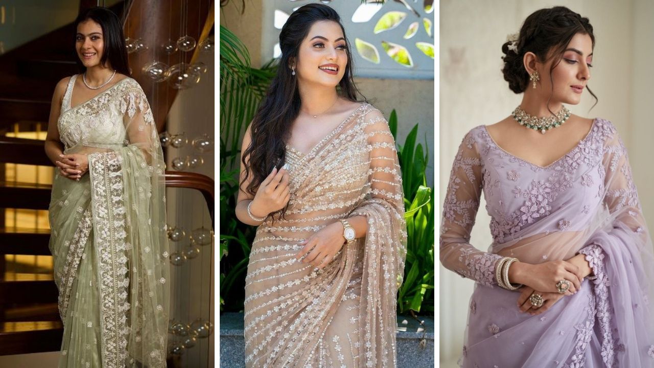 लग्न सोहळ्यातील रिसेप्शनमध्ये प्रामुख्याने नेट आणि स्टोन, मोत्याचा वापर करून बनवलेली साडी परिधान केली जाते. ही साडी दिसायला अतिशय उठावदार वाटते. त्यामुळे नेटच्या किंवा डिझायनर साडीवर तुम्ही या पद्धतीचे ब्लाऊज शिवून घेऊ शकता.