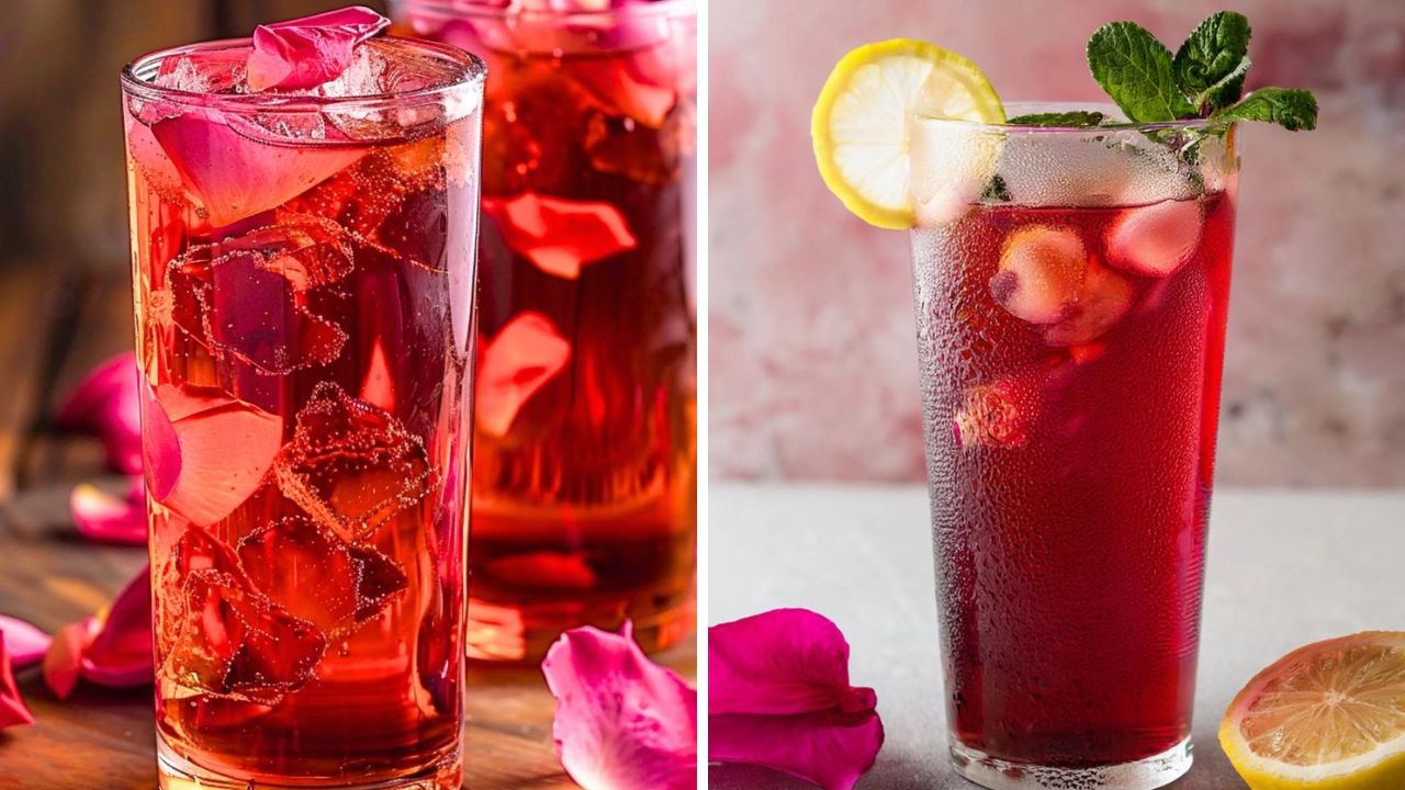 गुलाबाच्या सरबत, थंड दूध किंवा पाणी, तुळशीच्या बिया आणि लिंबाचा रस घालून बनवलेले गुलाब सरबत सगळेच खूप आवडीने पितात. गुलाब सिरपची बॉटल बाजारात सहज उपलब्ध होते.