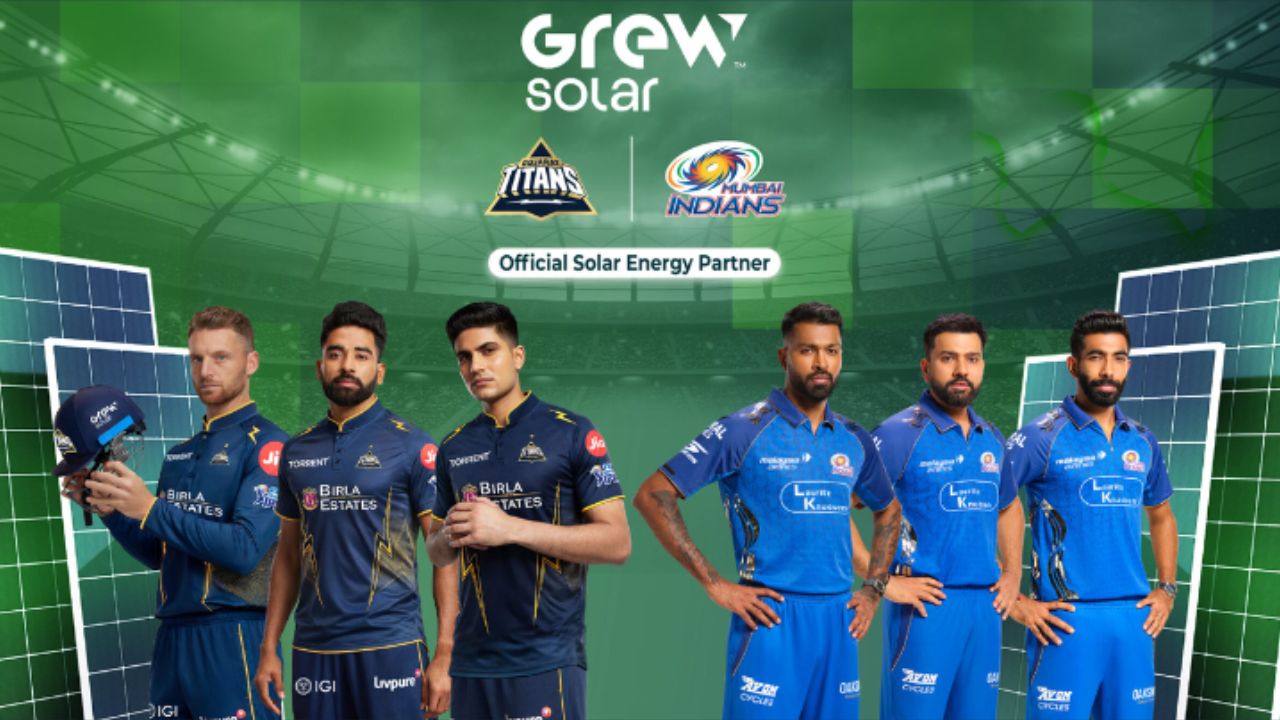 IPL 2026 मध्ये आता सौर ऊर्जेचा प्रकाश! ‘GREW Solar’ आता मुंबई इंडियन्स आणि गुजरात टायटन्सचा अधिकृत पार्टनर