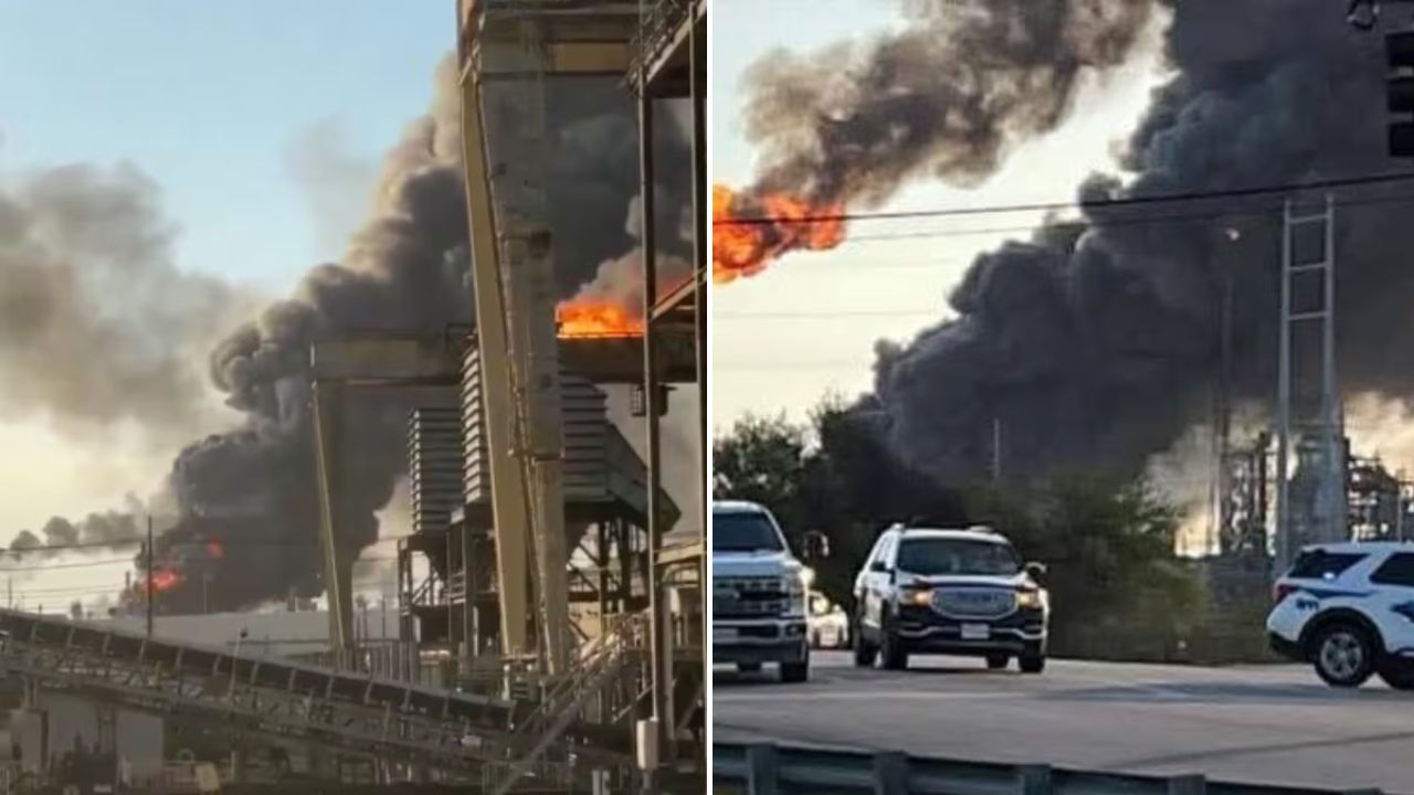 Valero Refinery Explosion : टेक्सास हादरलं! पोर्ट ऑर्थरच्या ऑईल रिफायनरीमध्ये भीषण स्फोट; आकाशात विषारी धुराचे लोट, VIDEO