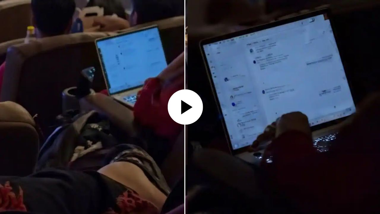 वर्क फ्रॉम थिएटर! ‘धुरंधर 2’ सुरू असताना लॅपटॉपवर काम करताना दिसली महिला; नेटकरी म्हणाले, ‘कॉर्पोरेट मजदूर…’, VIDEO VIRAL