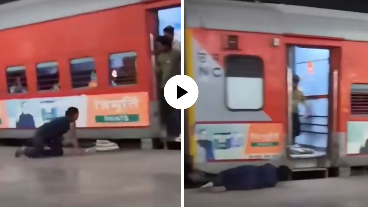 आयुष्य एवढं स्वस्त आहे का? चालू ट्रेन पकडायच्या नादात तीन वेळा स्टेशनवर पडली महिला, घटनेचा थरारक Video Viral