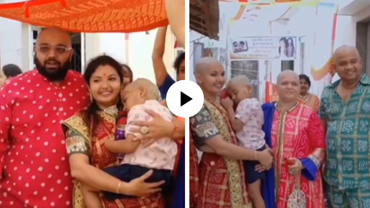 प्रेमापोटी त्याग केला! मुलाच्या मुंडन समारंभात महिलांसह संपूर्ण कुटुंबाने केलं टक्कल; Video Viral