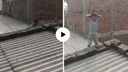 छतावर लपून बसलेल्या विद्यार्थ्यांला शिक्षिकेने पकडले, मग काय त्याने थेट वीटंच हातात घेतली… Video Viral