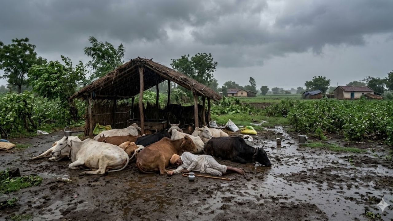 Ahilyanagar News: दुर्दैवी! वीज पडून शेतकऱ्यासह 9 गायीचं मृत्यू; अवकाळीचा मोठा फटका