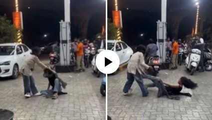 पेट्रोल पंपावर तरुणींचा राडा! आधी केस उपटले, एकमेकींना लाथा-बुक्क्यांनी मारलं; तेवढ्यात तिसऱ्याने…, Video Viral