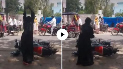 भररस्त्यात हायव्होल्टेज ड्रामा! नवऱ्यासोबत कडाक्याचं भांडण अन् संतापलेल्या पत्नीने अचानक दगड उचलला अन्…, पाहा काय घडलं? VIDEO