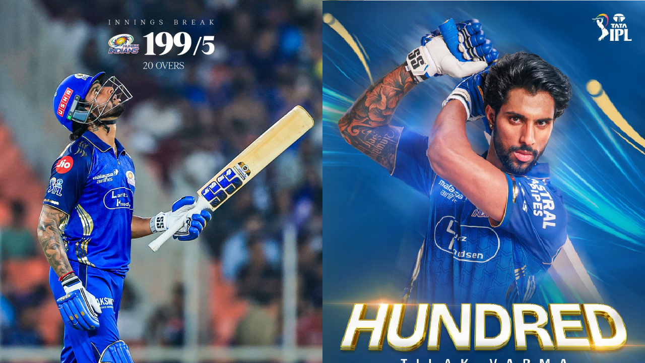 MI VS GT Live: अहमदाबादमध्ये घोंघावले तिलक वर्माचे वादळ; गुजरातविरुद्ध झळकावले आपले पहिले शतक