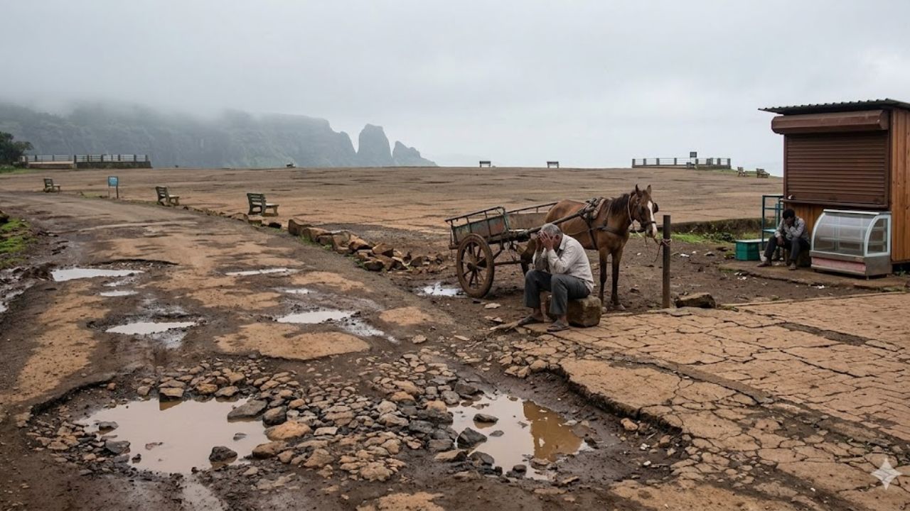 पाचगणीचे ‘टेबल लँड’ पडले ओस; खराब रस्त्यांमुळे पर्यटकांनी फिरवली पाठ, स्थानिक व्यावसायिक संकटात!
