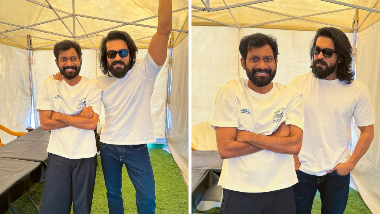 पांढरा टी-शर्ट, काळा गॉगल, ‘Peddi’ च्या सेटवर Ram Charan ची नवी झलक, बुच्ची बाबू सना यांच्यासोबत हटके अंदाजात…