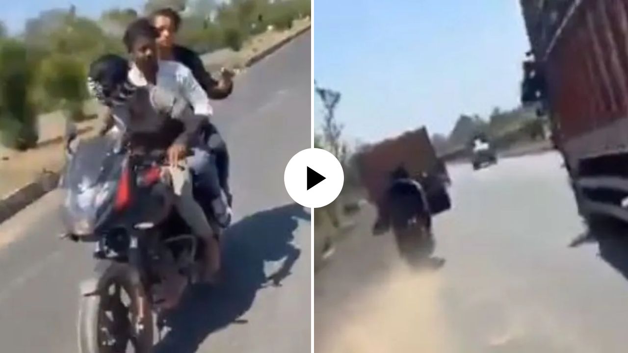 एका क्षणात होत्याचं नव्हतं झालं! हायवेवर स्टंटबाजी जीवावर बेतली; ओव्हरटेक करायला गेले अन्…, थरारक Video Viral