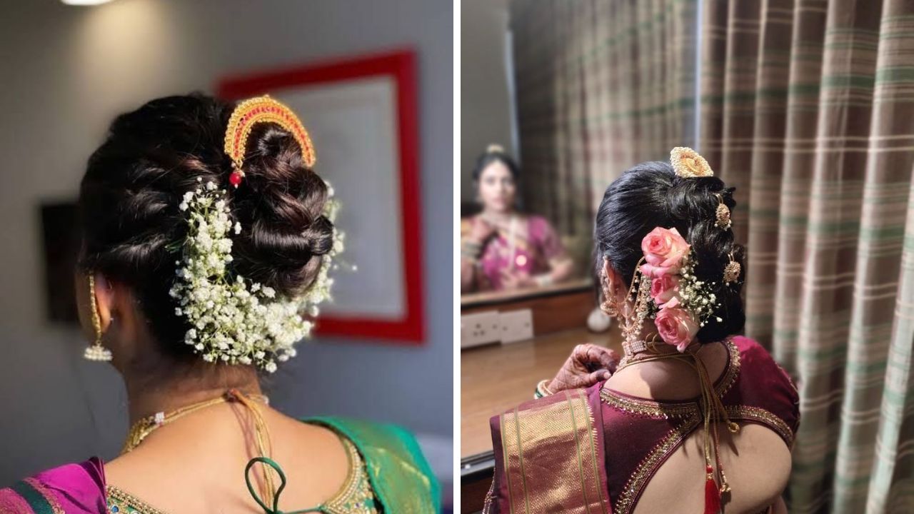 नऊवारी साडी नेसल्यानंतर प्रामुख्याने खोपा हेअर स्टाईल केली जाते. पारंपरिक पद्धतीने खोपा घालून त्यावर फुलांचे गजरे किंवा विविध रंगीत फुले लावली जातात. 