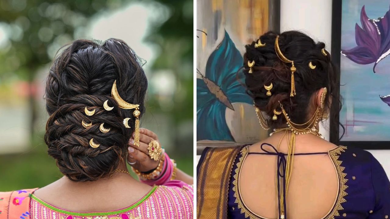 चंद्रकोर दागिन्यांप्रमाणे चंद्रकोर वापरून हेअर स्टाईल सुद्धा केली जाते. बन हेअर स्टाईल किंवा खोपा केल्यानंतर तुम्ही चंद्रोकर पिन्स लावून हेअर स्टाईल उठावदार करू शकता. 