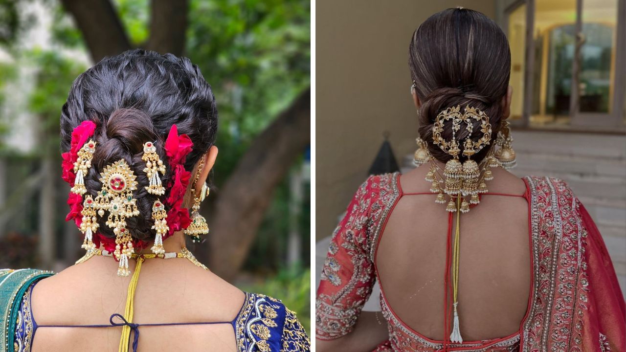 मेसी बन हेअर स्टाईल मोठ्या प्रमाणात ट्रेंडिंगला आहे. त्यामुळे मेसी खोपा किंवा फ्रेंच रोल बांधून त्यावर तुम्ही केसांमध्ये भरगच्च दिसतील असे ब्रोच लावू शकता. 