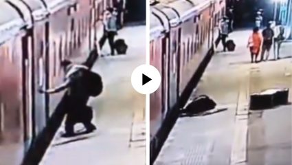 ट्रेनमध्ये चढताना आला हार्ट अटॅक, स्टेशनवरच पडला अन् तडफडतच गेला व्यक्तीचा जीव; मृत्यूचा थरारक Video Viral