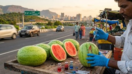 Ahilyanagar News: लालबुंद कलिंगडाबरोबर विष मोफत! केमिकलयुक्त कलरचा होतोय वापर, नागरिकांचे आरोग्य धोक्यात