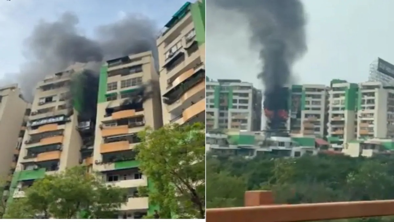 गौर ग्रीन सोसायटीत भीषण आग; ८व्या मजल्यावर लागलेली आग 11 व्या मजल्यापर्यंत पसरली, मुख्यमंत्री योगींचे तातडीचे निर्देश