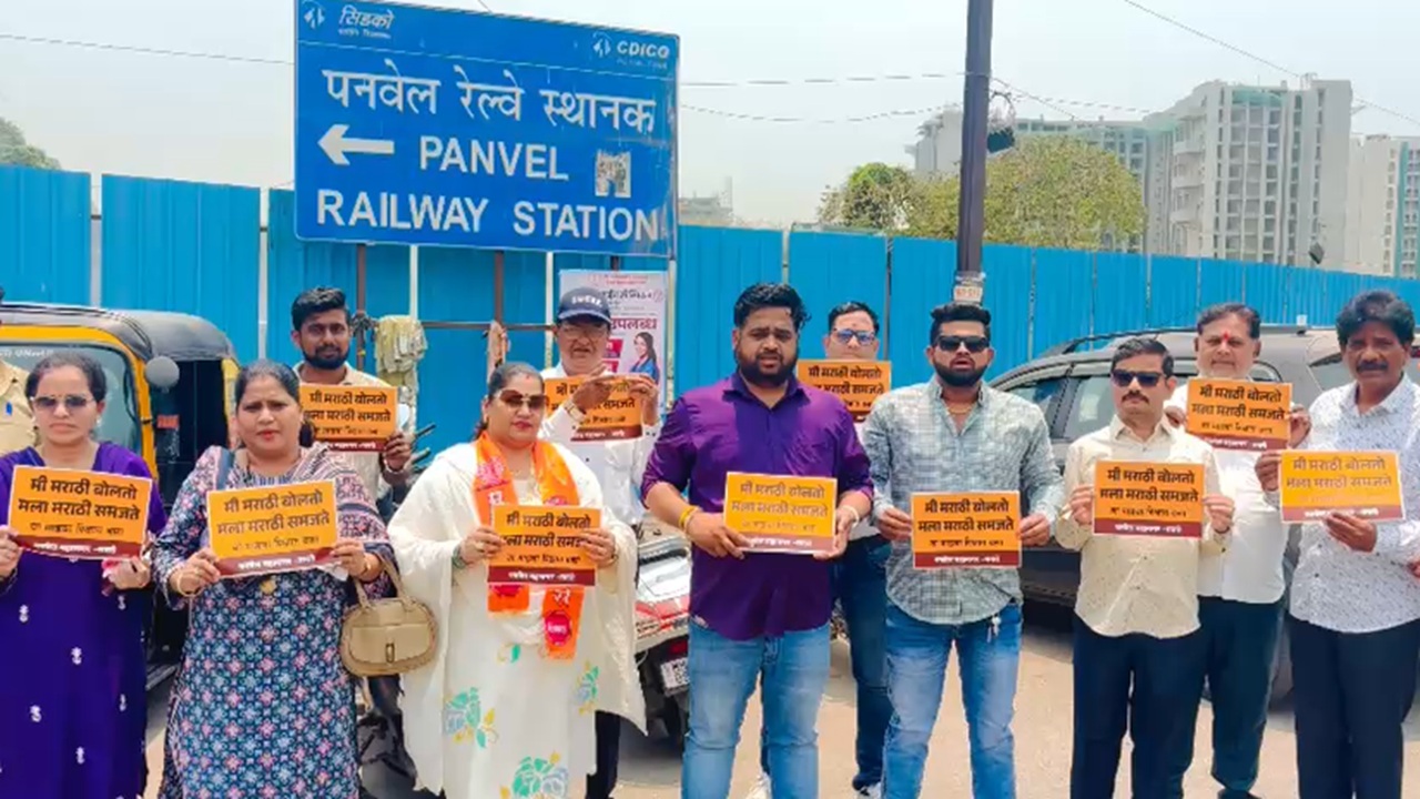 Panvel News: पनवेल महानगरात मनसेची ‘मराठी’ स्टिकर मोहीम; नव्या नियमाच्या पार्श्वभूमीवर वातावरण तापले
