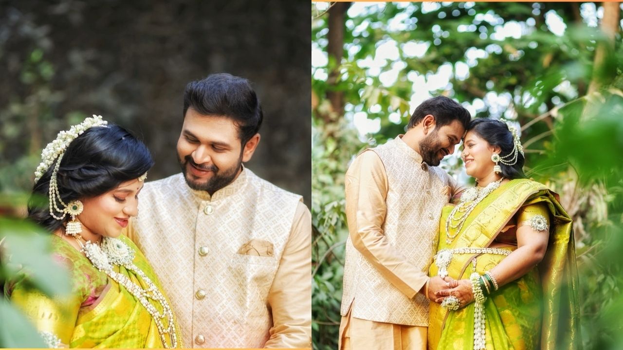 नुकताच चैत्रालीचा डोहाळे जेवणाचा कार्यक्रम पार पडला आहे. गजऱ्याचे सुंदर आभूषण आणि पोपटी रंगाच्या साडीचा Look आकर्षक दिसत आहे. 