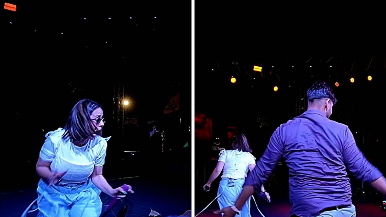 सुनंदा शर्माच्या लाईव्ह शोमध्ये गोंधळ! स्टेजवर कोणाला पाहून घाबरली गायिका; नेमकं कारण काय?