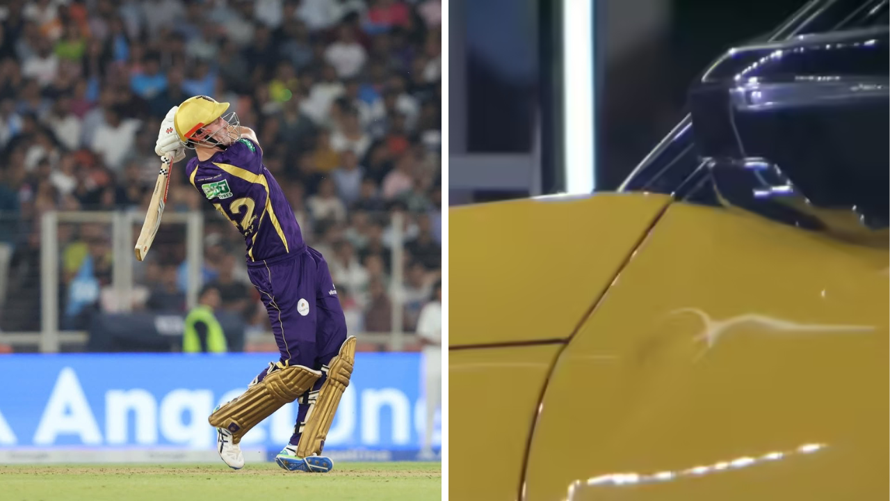 IPL 2026: कॅमरून ग्रीनच्या सिक्सरने TATA Sierra गाडीला डॅमेज, कारच्या दरवाजावर बॉल आदळून पडला Dent