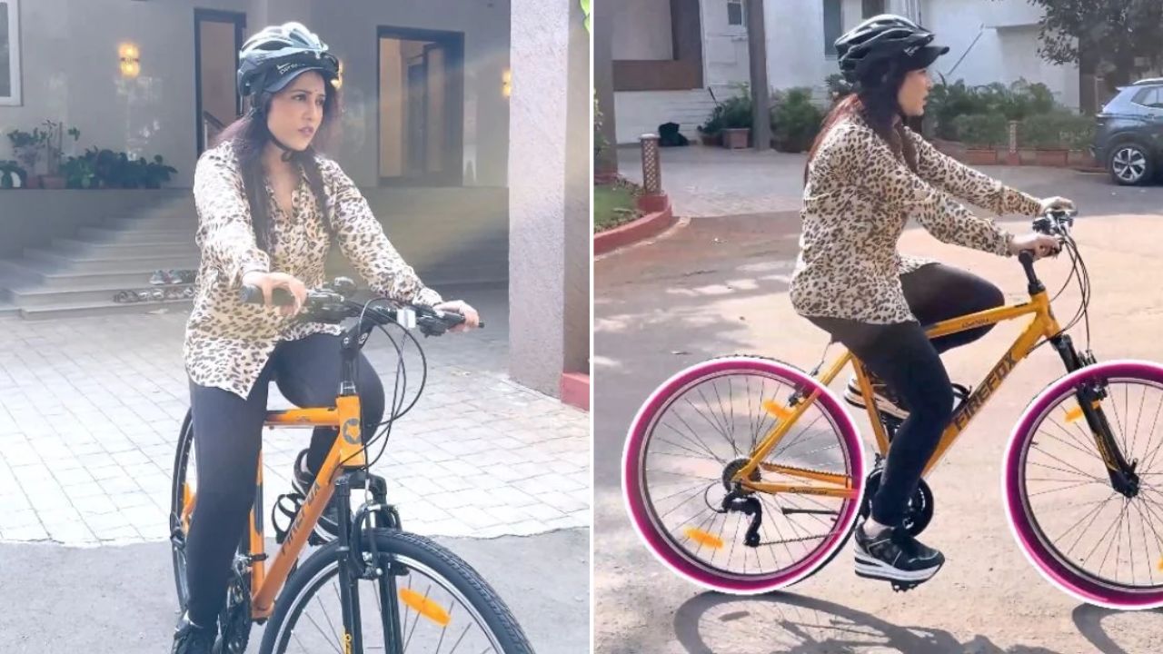 Amruta Fadnavis : आधी मुख्यमंत्री बुलेटवर अन् आता त्यांच्या पत्नी सायकलवर; इंधन बचतीचा दिला अनोखा संदेश, Video Viral