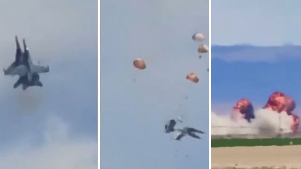 VIDEO VIRAL : अमेरिकेत दोन अब्ज डॉलर्सची लढाऊ विमाने हवेतच एकमेकांना भिडली! हजारो प्रेक्षकांसमोर काळजाचा ठोका चुकवणारी दुर्घटना