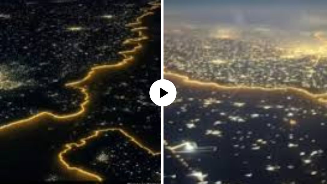 Viral Video : रात्रीच्या वेळी आकाशातून India-Pakistan बॉर्डर कशी दिसते? ‘हा’ व्हिडिओ पाहून नेटकरी मंत्रमुग्ध