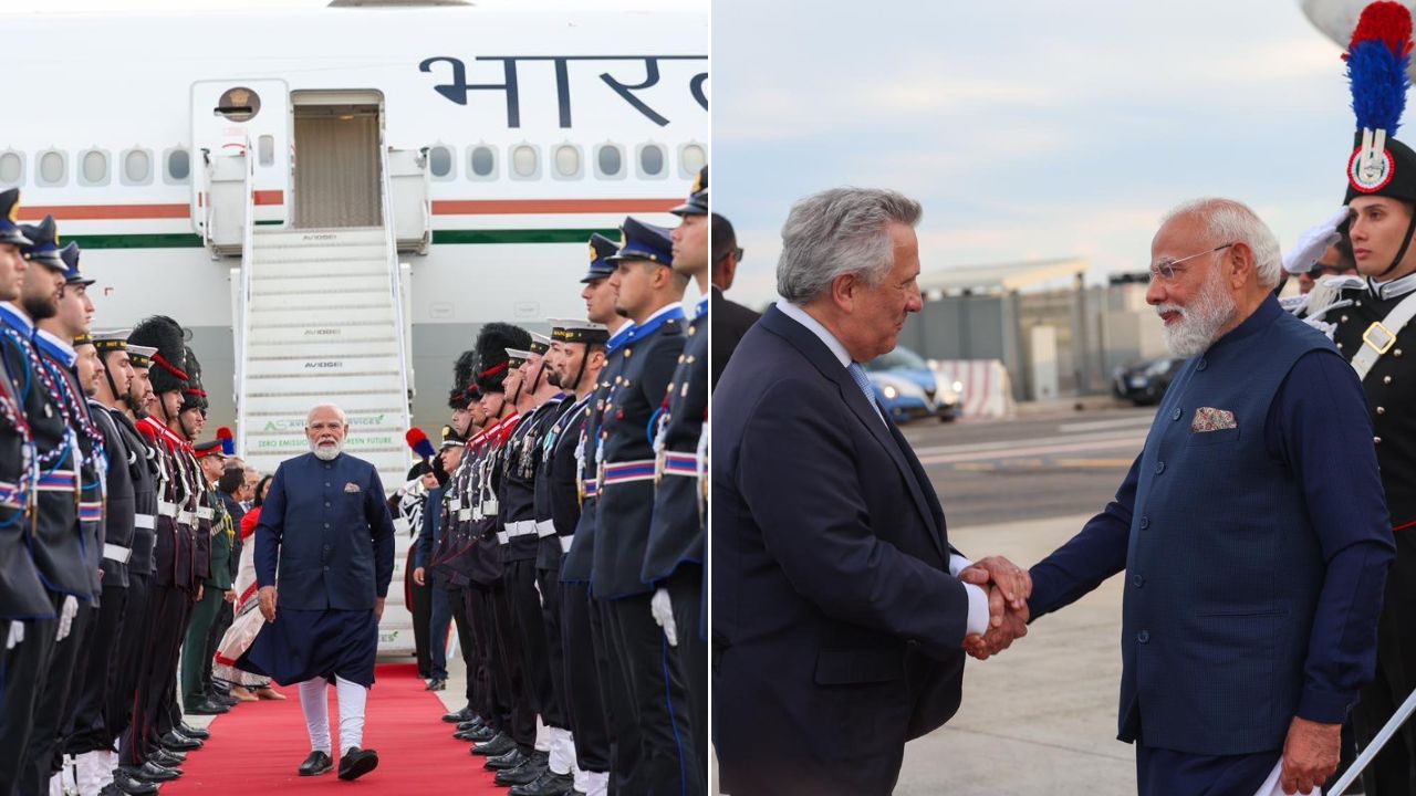 पंतप्रधान नरेंद्र मोदी मंगळवारी (१९ मे) संध्याकाळी इटलीत दाखल झाले. यावेळी रोम विमानतळावर इटलीचे उपपंतप्रधान आणि परराष्ट्र व्यवहार मंत्री अँटोनियो ताजानी यांनी त्यांचे अधिकृतपणे स्वागत केले.