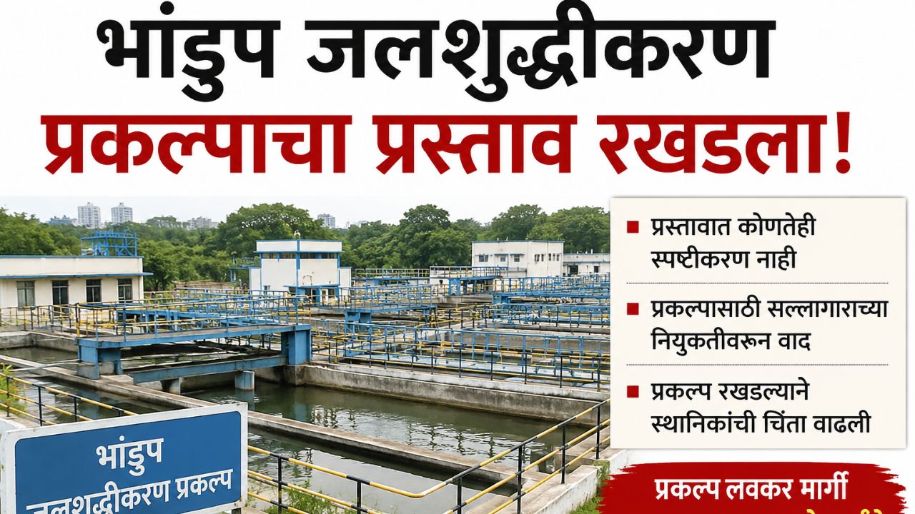 भांडुप जलशुद्धीकरण प्रकल्पाचा प्रस्ताव रखडला! प्रस्तावात कोणतेही स्पष्टीकरण नाही, प्रकल्पासाठी सल्लागाराच्या नियुक्तीवरून वाद