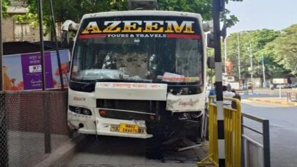 Pune Accident : पुण्यात खासगी बसचा थरार; अधी दोन महिलांना धडक दिली अन् थेट…