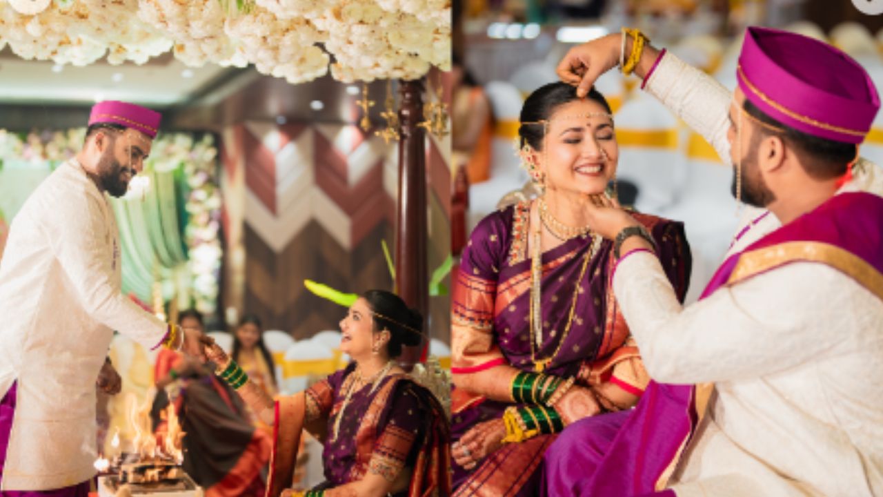 बॅन्ड बाजा वरात घोडा घेऊन आले नवरोजी; अभिनेत्री ज्ञानदा रामतीर्थकरच्या विवाह सोहळ्यातील खास फोटो