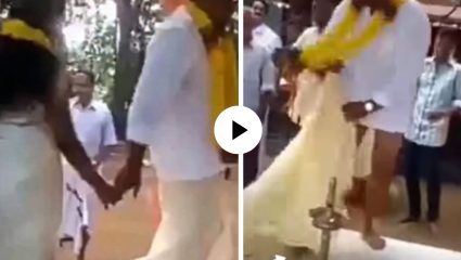 लग्नात अनोखा ट्विस्ट! 7 फेरे घेताना वराची अचानक धोती सुटली अन् समारंभात आला हास्याचा पूर, नवरीनेही पुरेपूर लुटली मजा;Video Viral